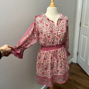 Floral Long Sleeve Dress - Pink